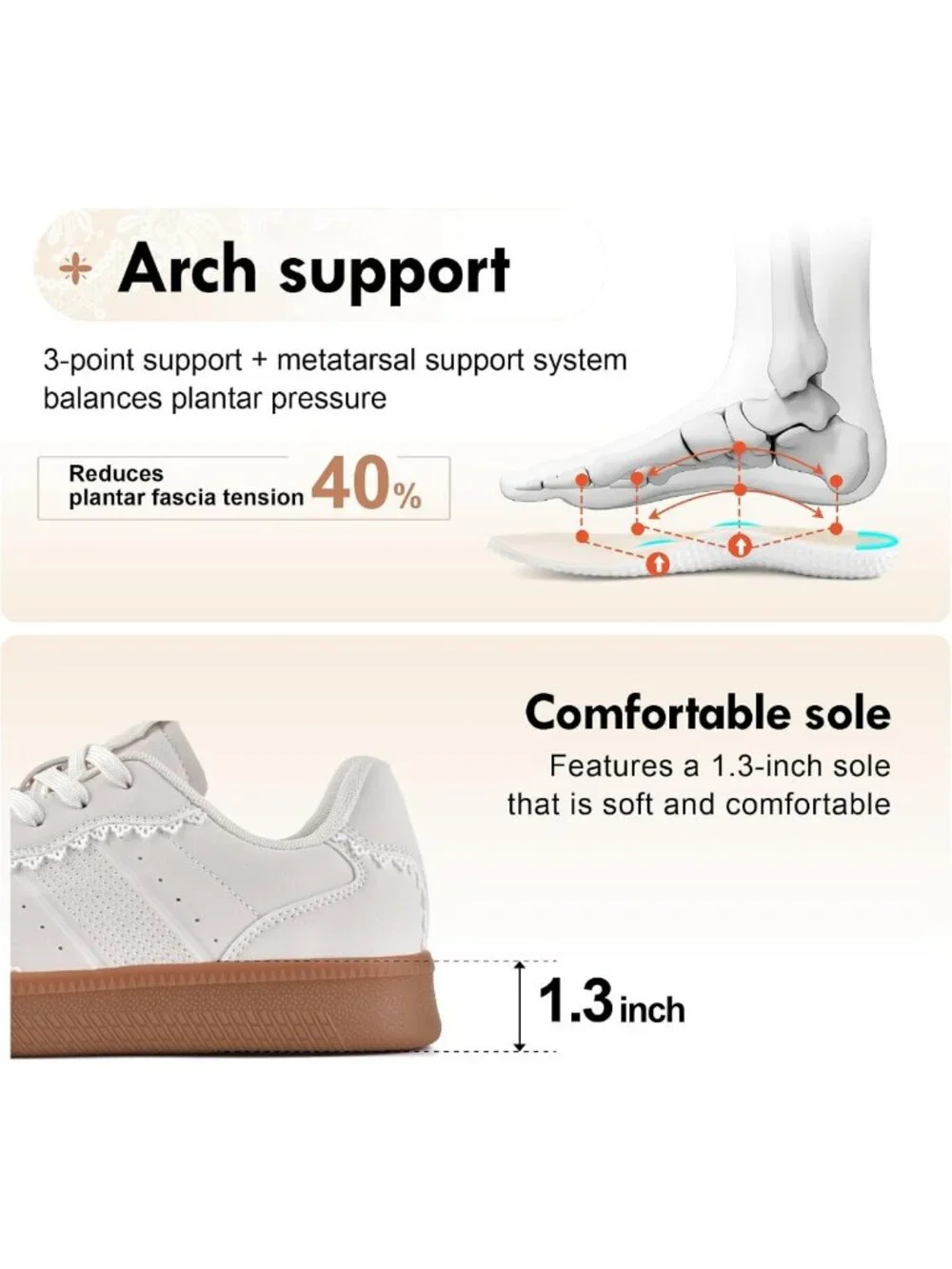 Stylish Women's Lace-Up Fashion Sneakers with Arch Support for Tennis & Walking